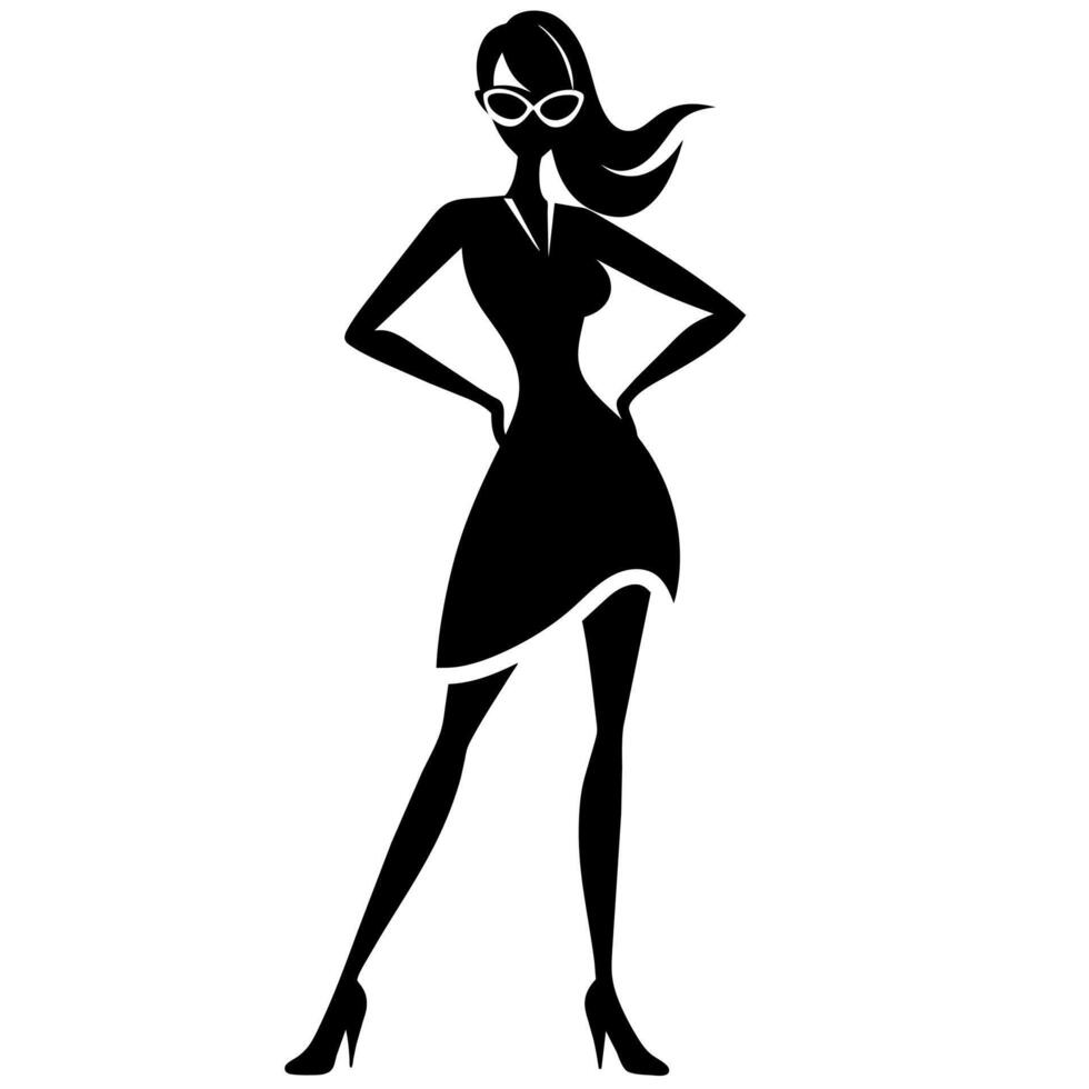 a stylish woman standing pose silhouette isolated white background vector