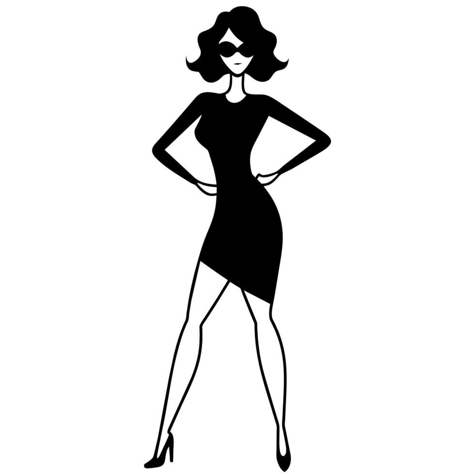 a stylish woman standing pose silhouette isolated white background vector