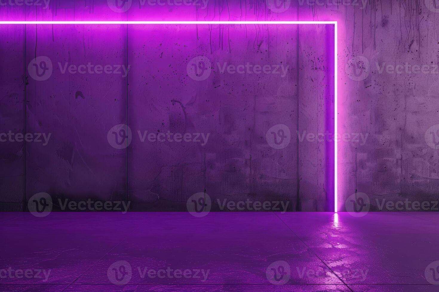 Purple wall with neon lights in geometric pattern photo