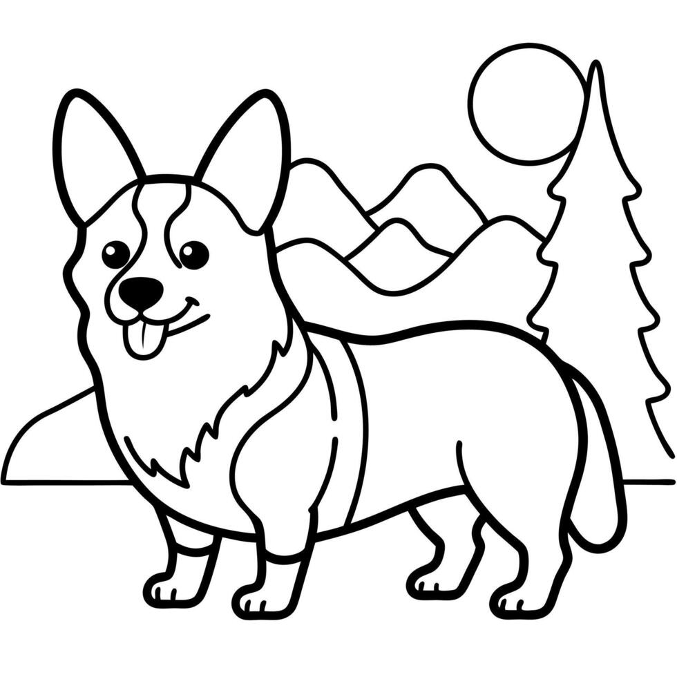 Corgi dog breed coloring pages for kids coloring book vector