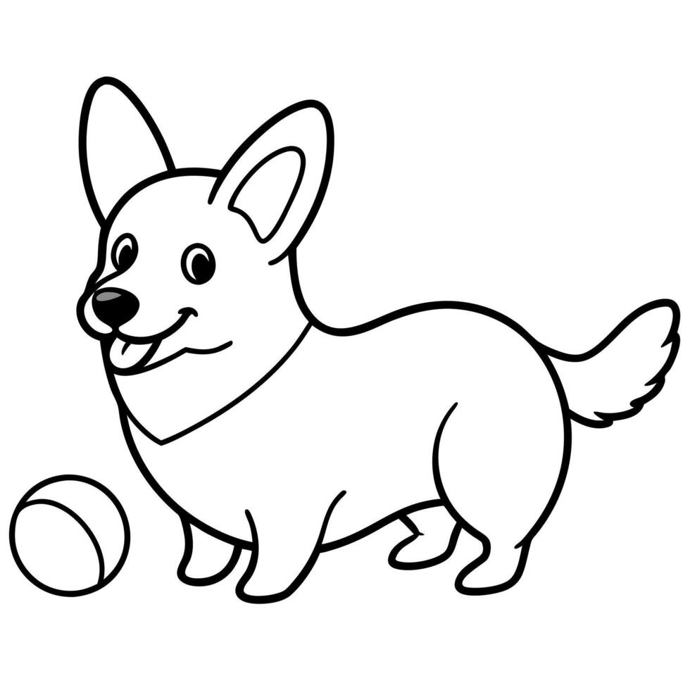 Corgi dog breed coloring pages for kids coloring book vector