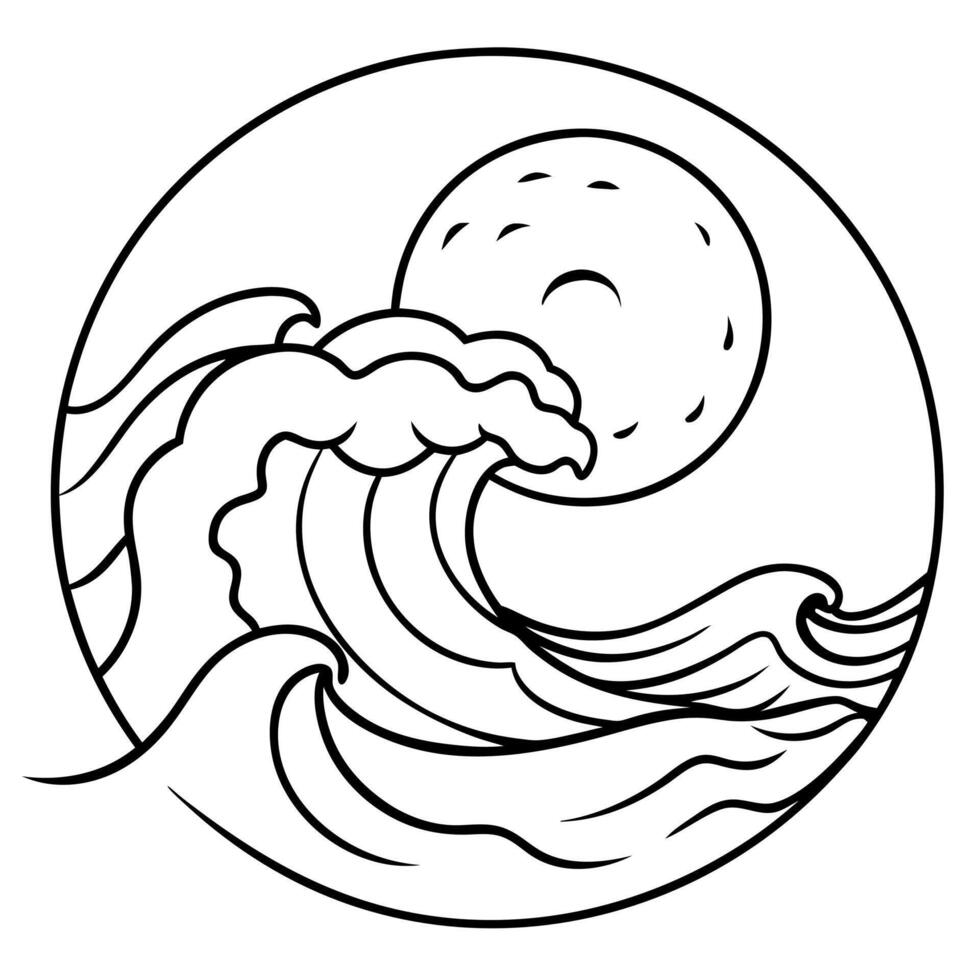 Waves Coloring Pages For Kids Coloring Book vector