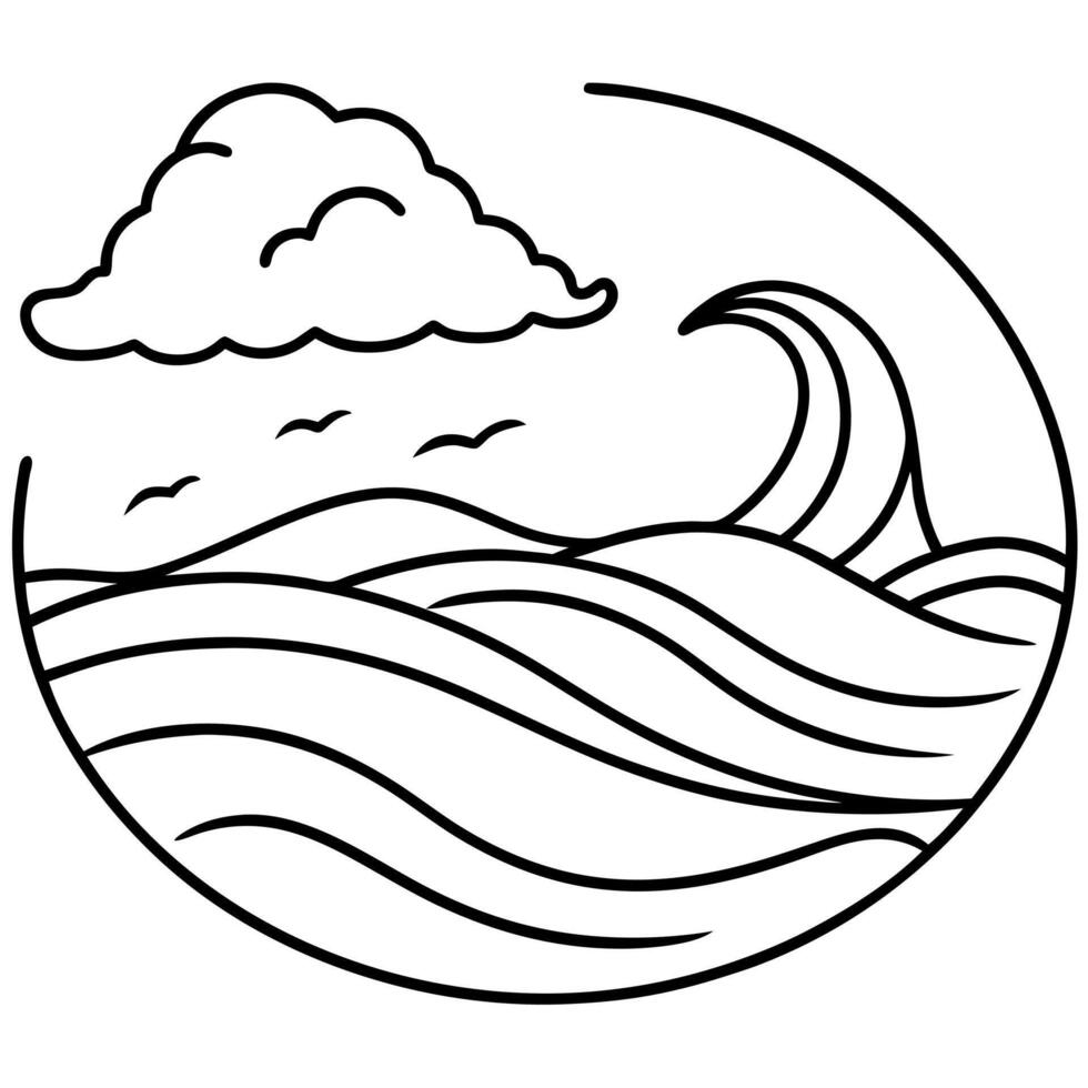 Waves Coloring Pages For Kids Coloring Book vector