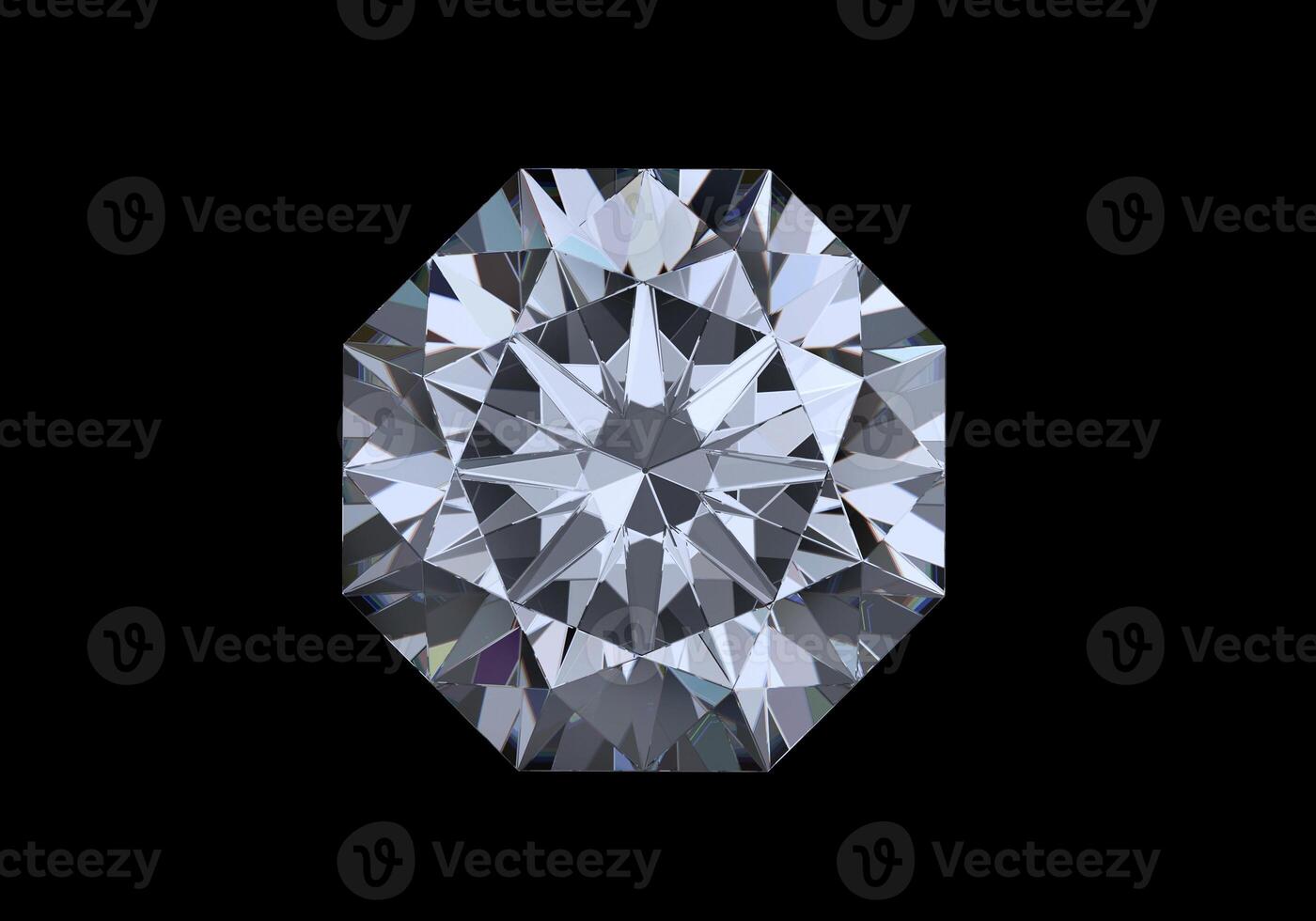 Dazzling diamond with reflection on black background photo