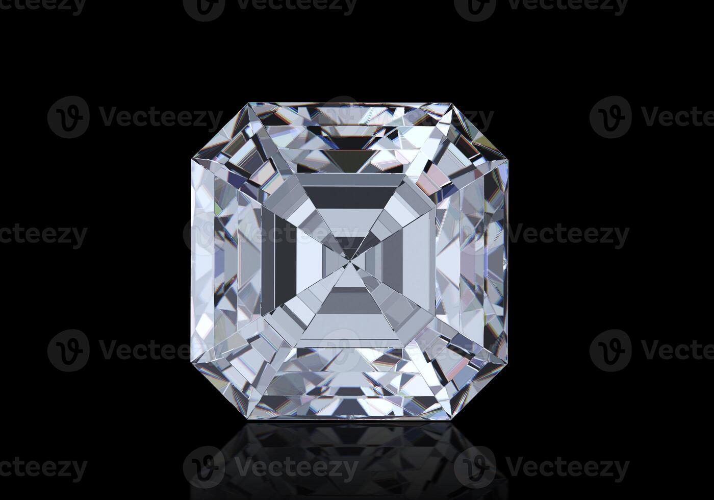Dazzling diamond with reflection on black background photo