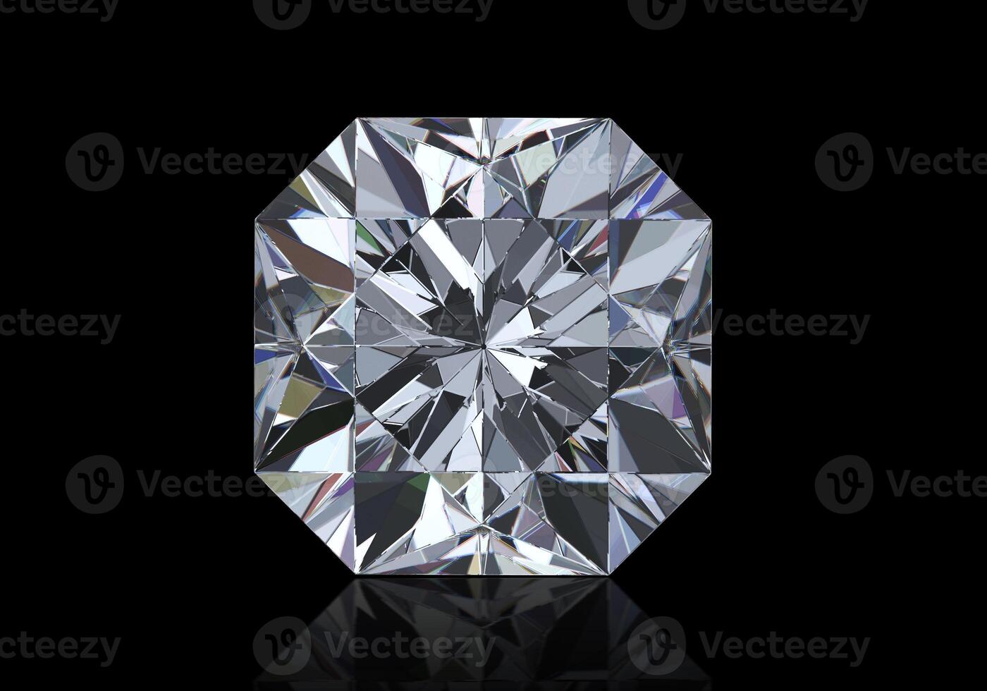 Dazzling diamond with reflection on black background photo