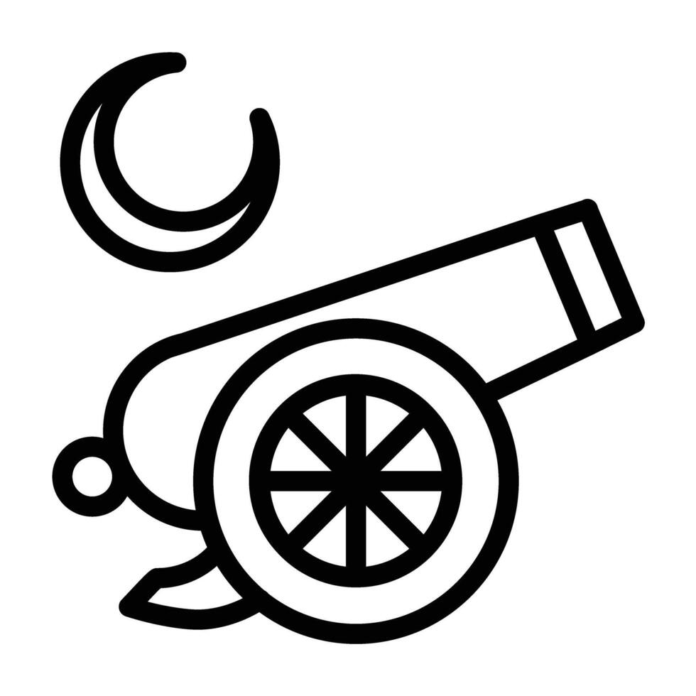 ramadan cannon Line Icon Design vector