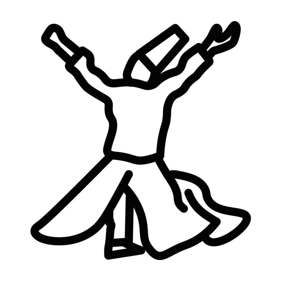 sufi whirling dervish Line Icon Design vector