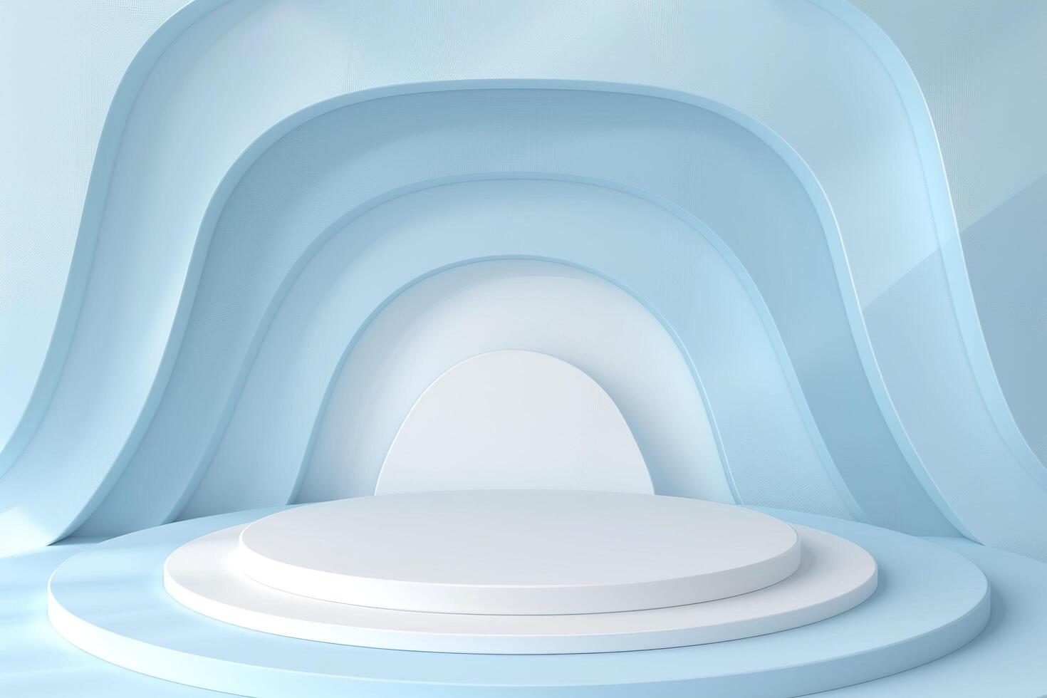 Abstract blue background with 3d round podium. photo