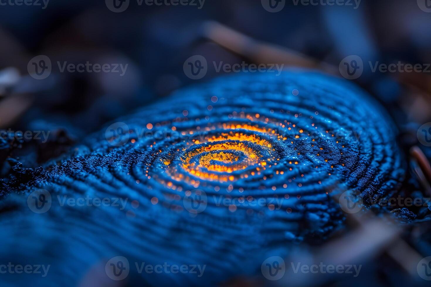 Abstract Glowing Spiral Pattern in Dark Blue Background for Artistic and Design Use photo