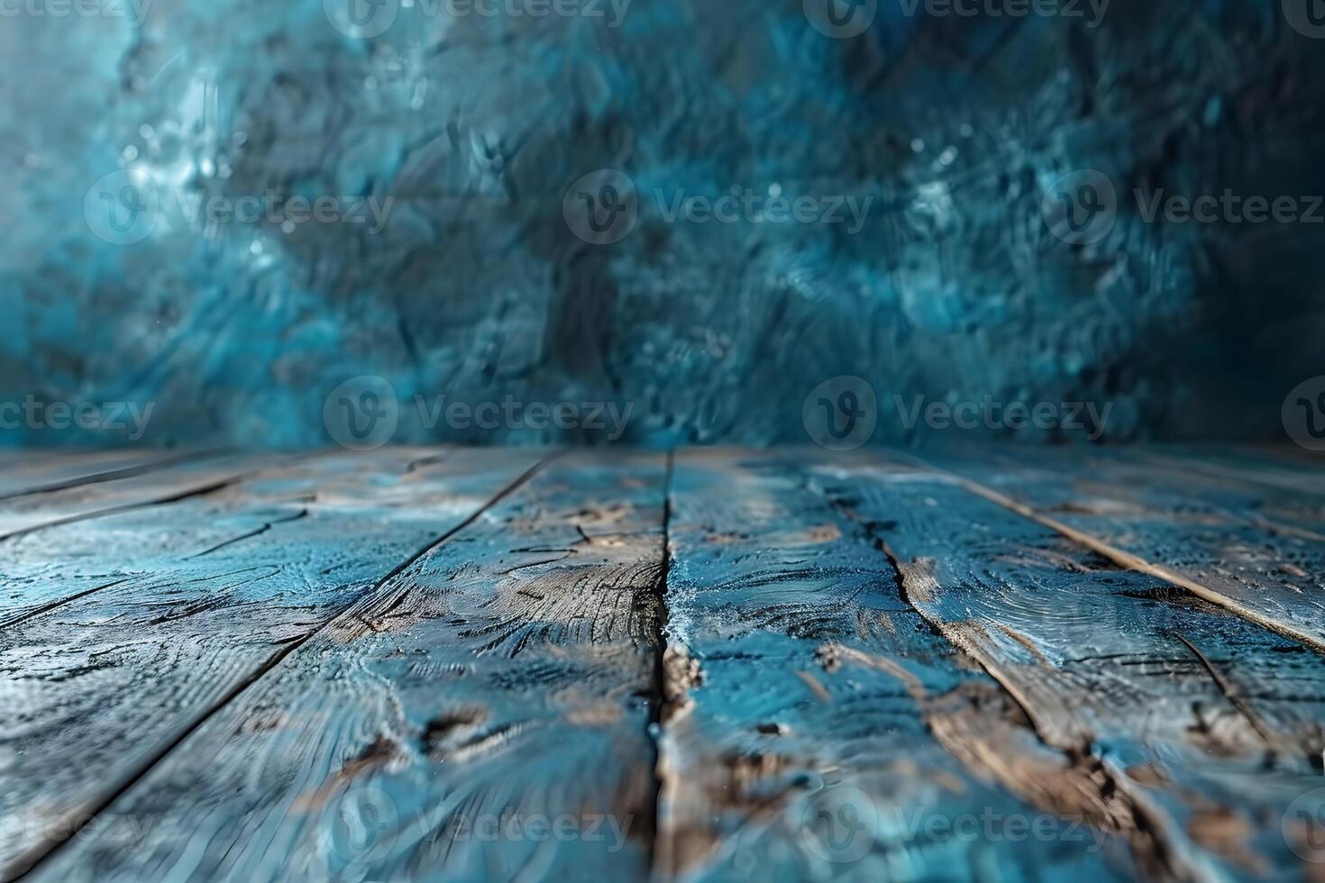 Abstract Weathered Wooden Floor with Blue Textured Background for Artistic Designs photo