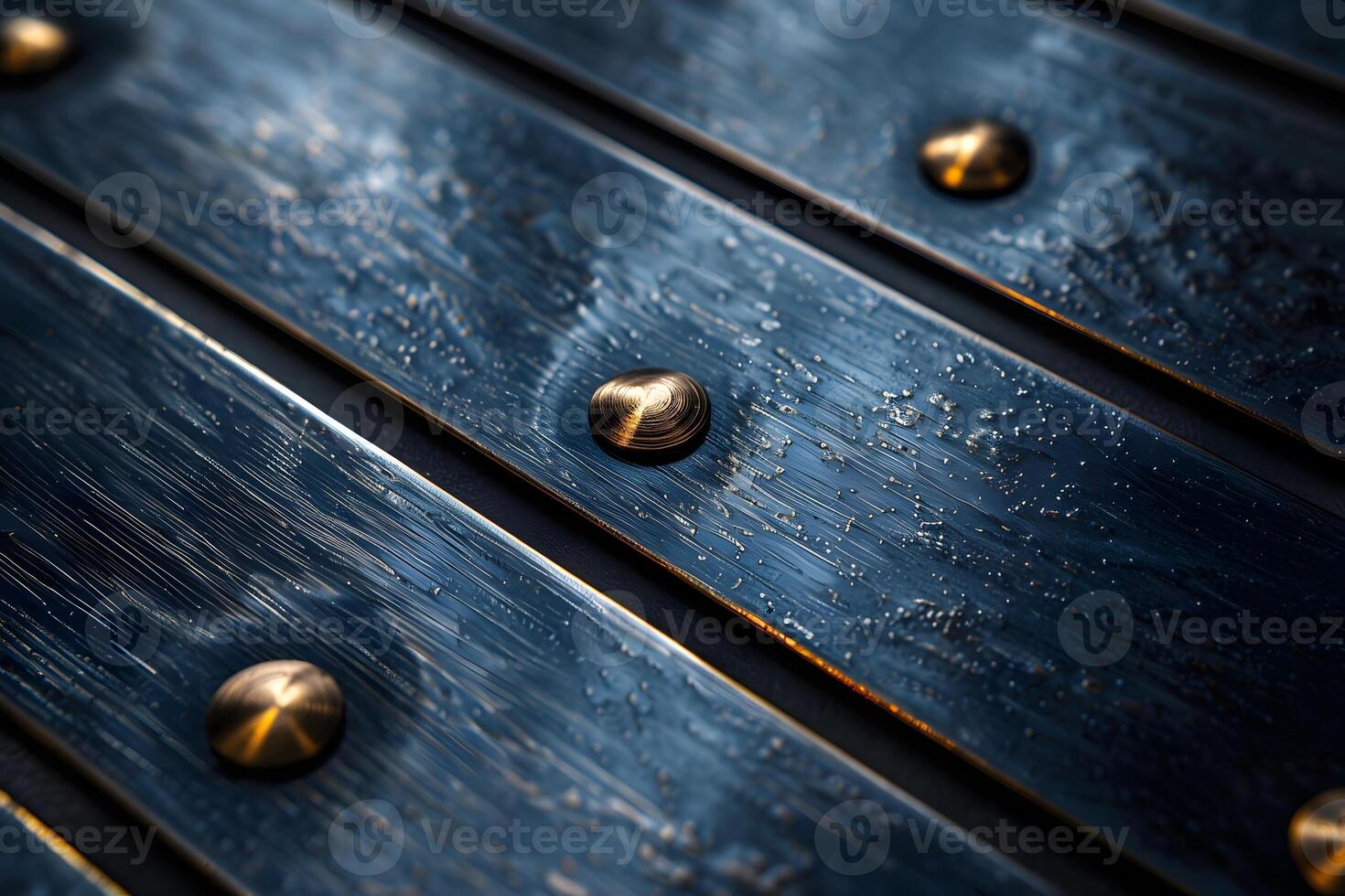 Close-Up of Metallic Surface with Rivets and Water Droplets - Industrial Design Texture photo