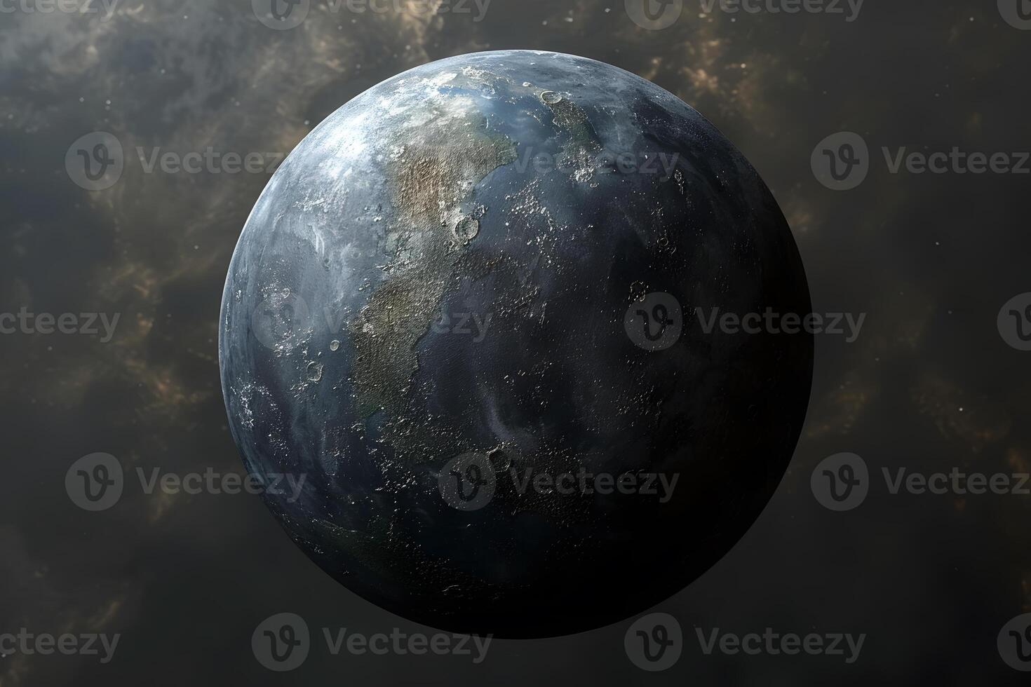 Detailed 3D Rendering of Alien Planet with Craters in Space - Sci-Fi Concept for Print, Card, Poster photo