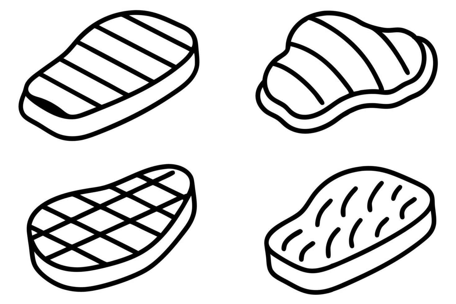 grilled steak Line Art Stylish Elegant and Clean Illustrations vector