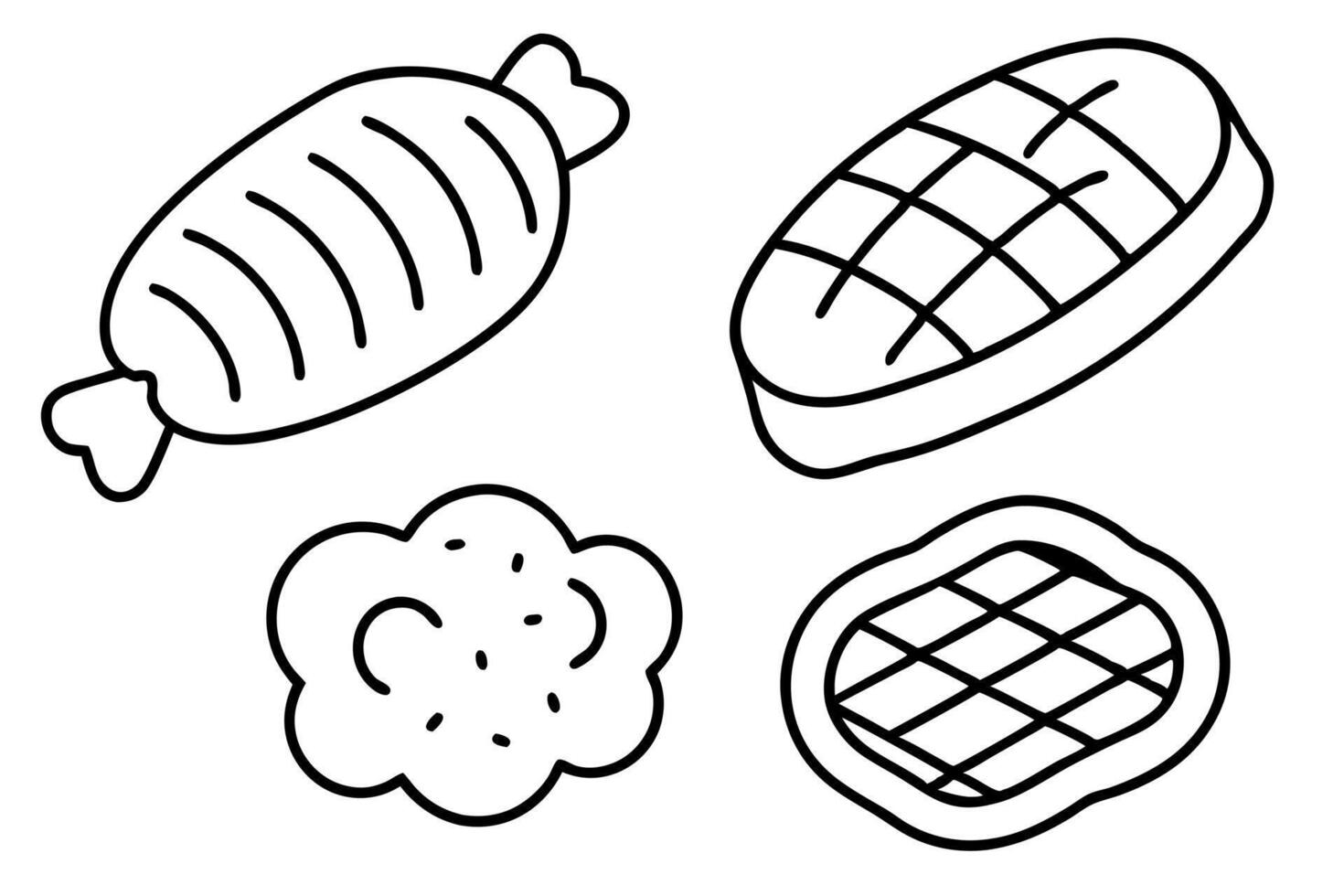 grilled meats Line Art Clean Modern and Stylish Illustrations vector
