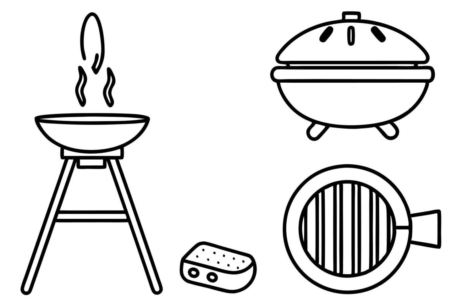 BBQ Line Art Modern and Stylish Illustrations vector