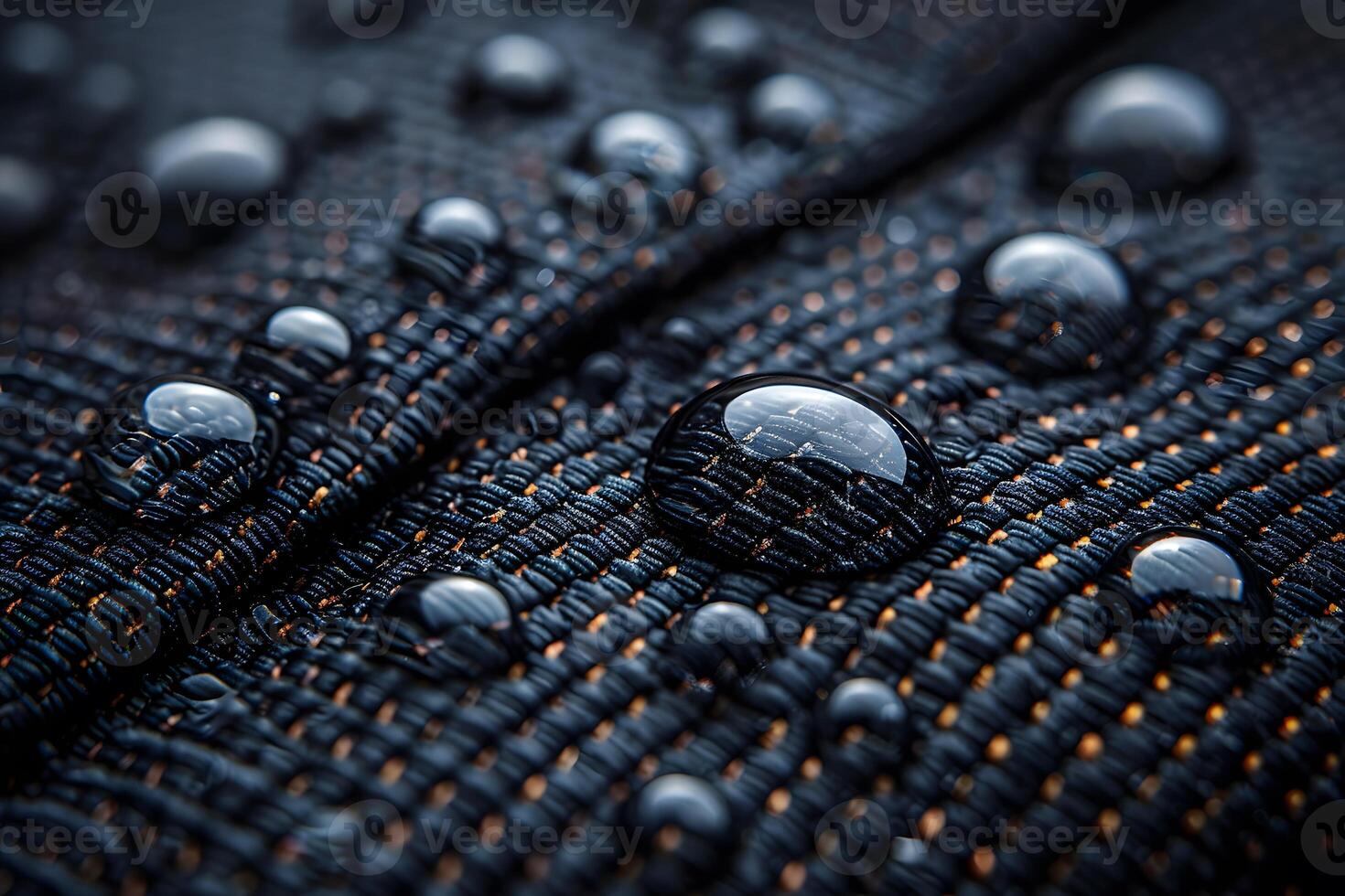 Close-Up of Water Droplets on Black Textile - Macro Photography for Background and Print Design photo