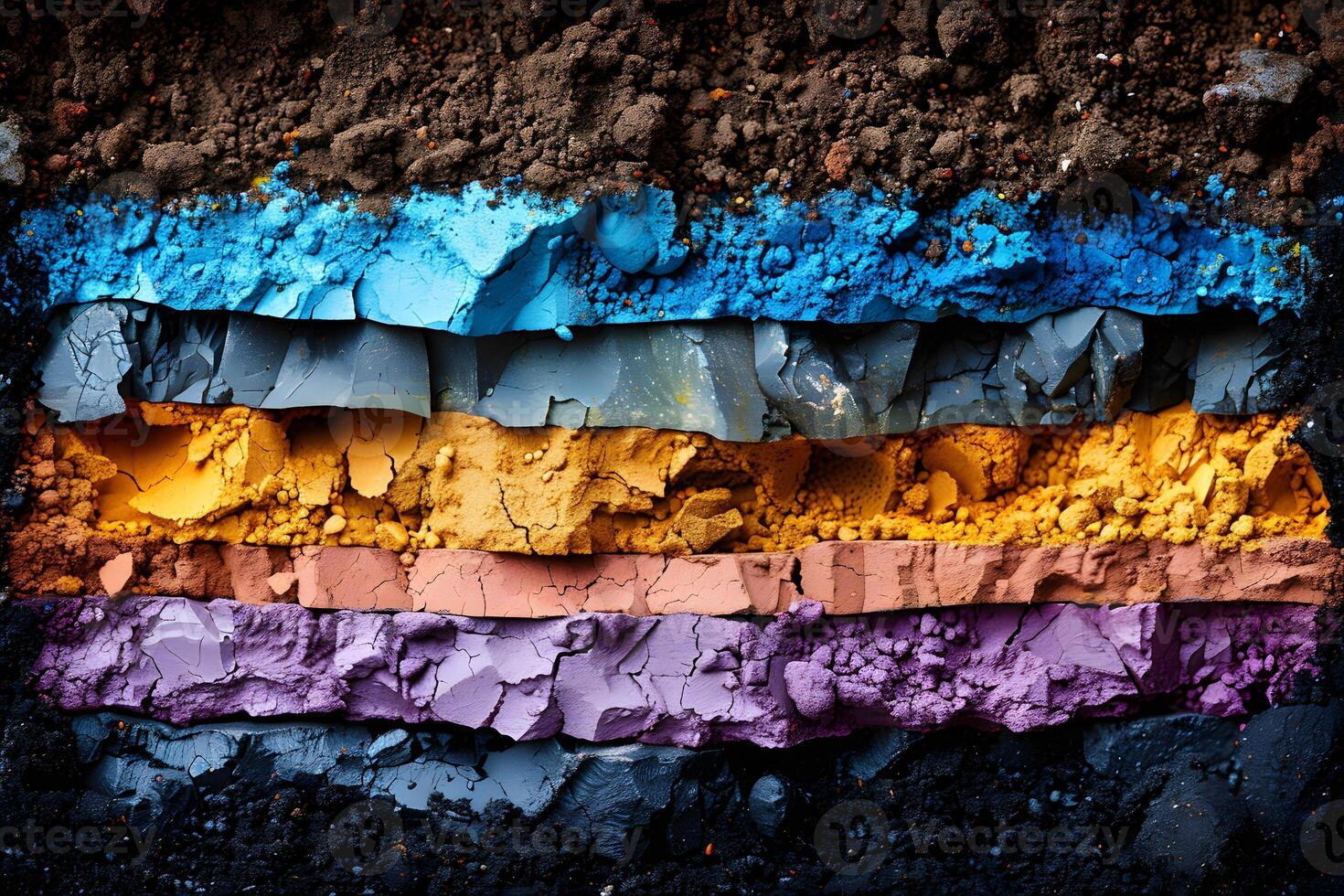 Colorful Geological Rock Layers in Cross-Section for Earth Science and Educational Illustration photo