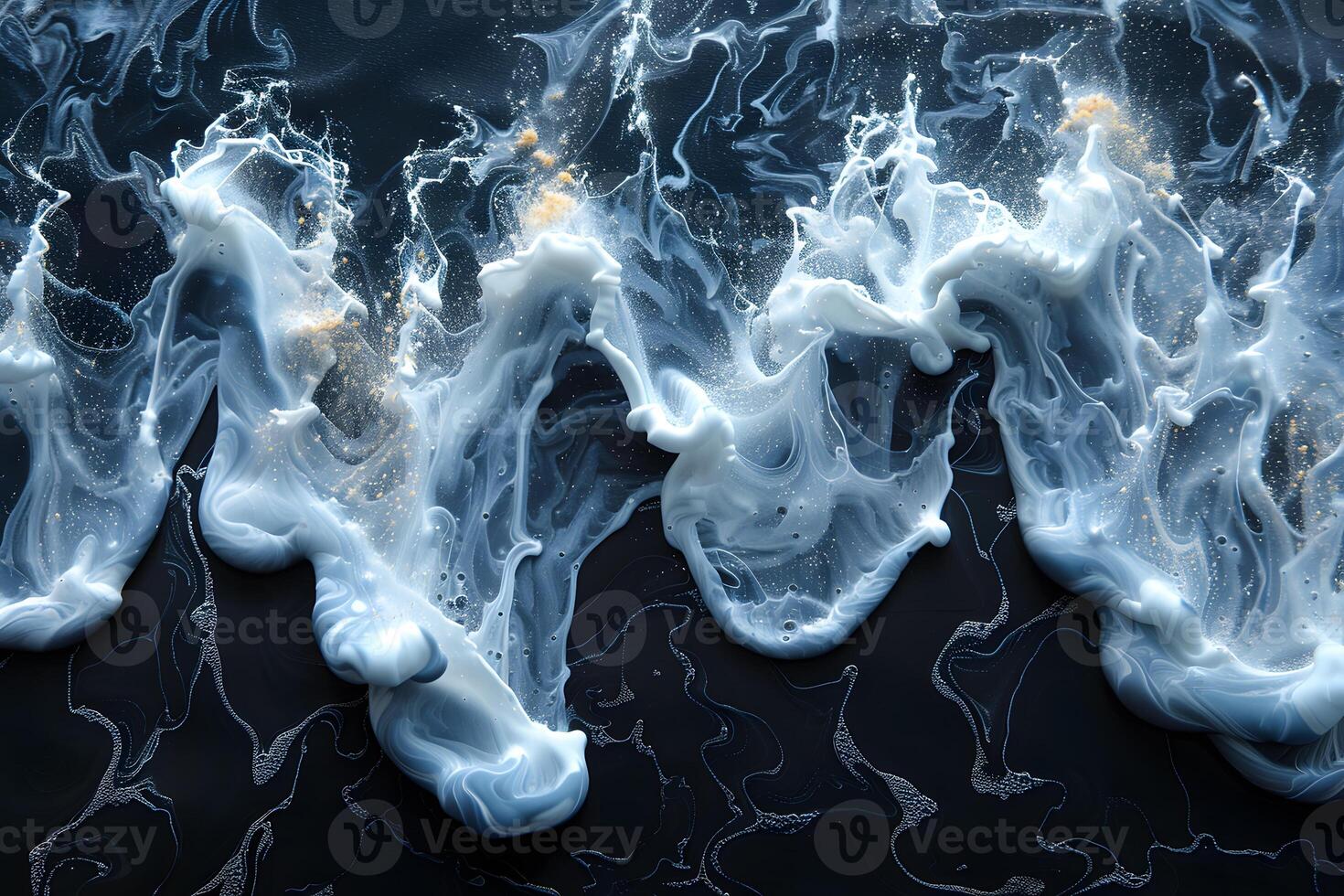 Abstract Fluid Waves With White and Black Swirling Patterns - Artistic Fluid Dynamics for Wall Art, Poster Design photo