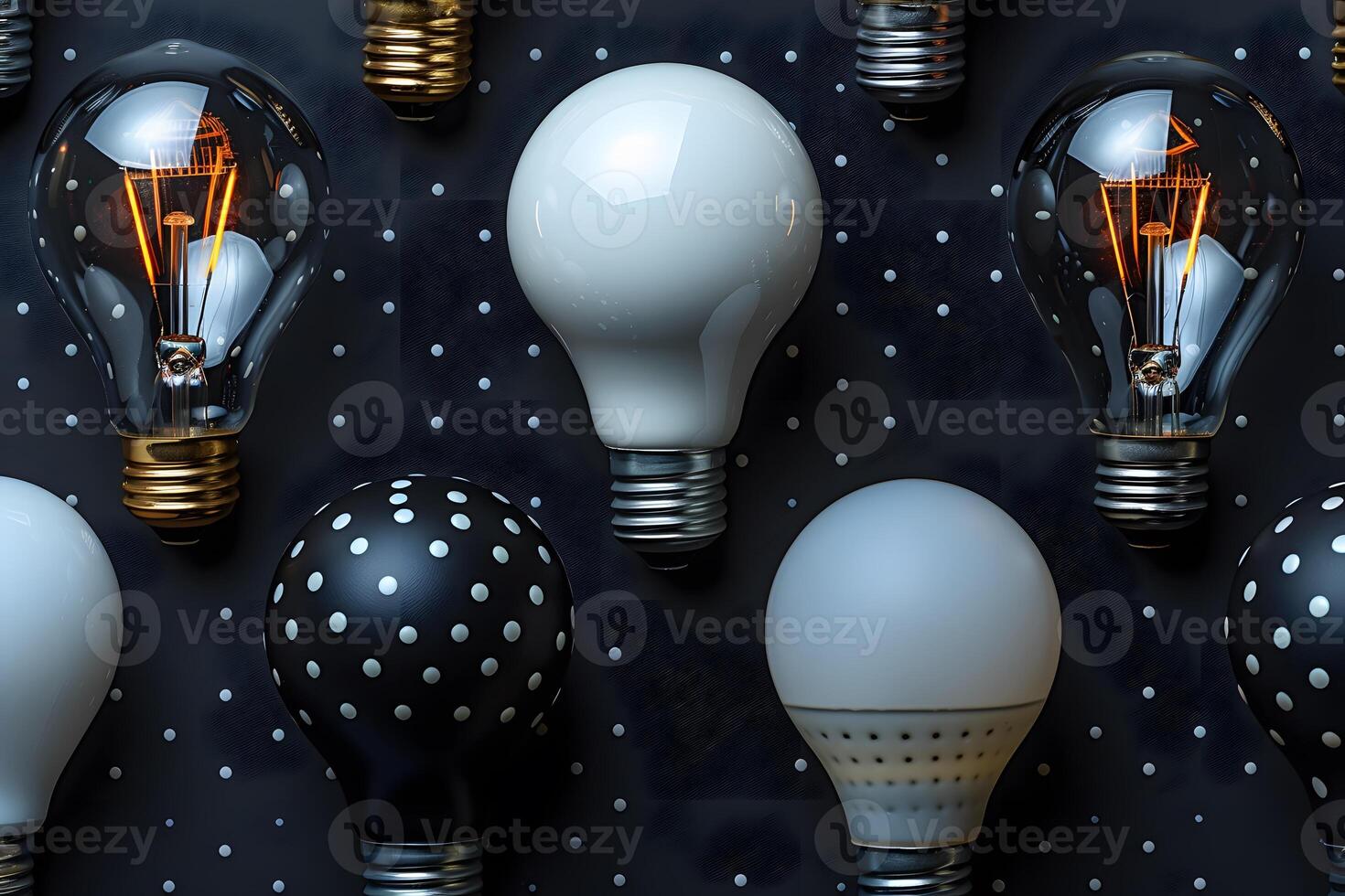 Artistic Light Bulbs Pattern - Unique and Creative Lighting Design for Modern Decor and Prints photo