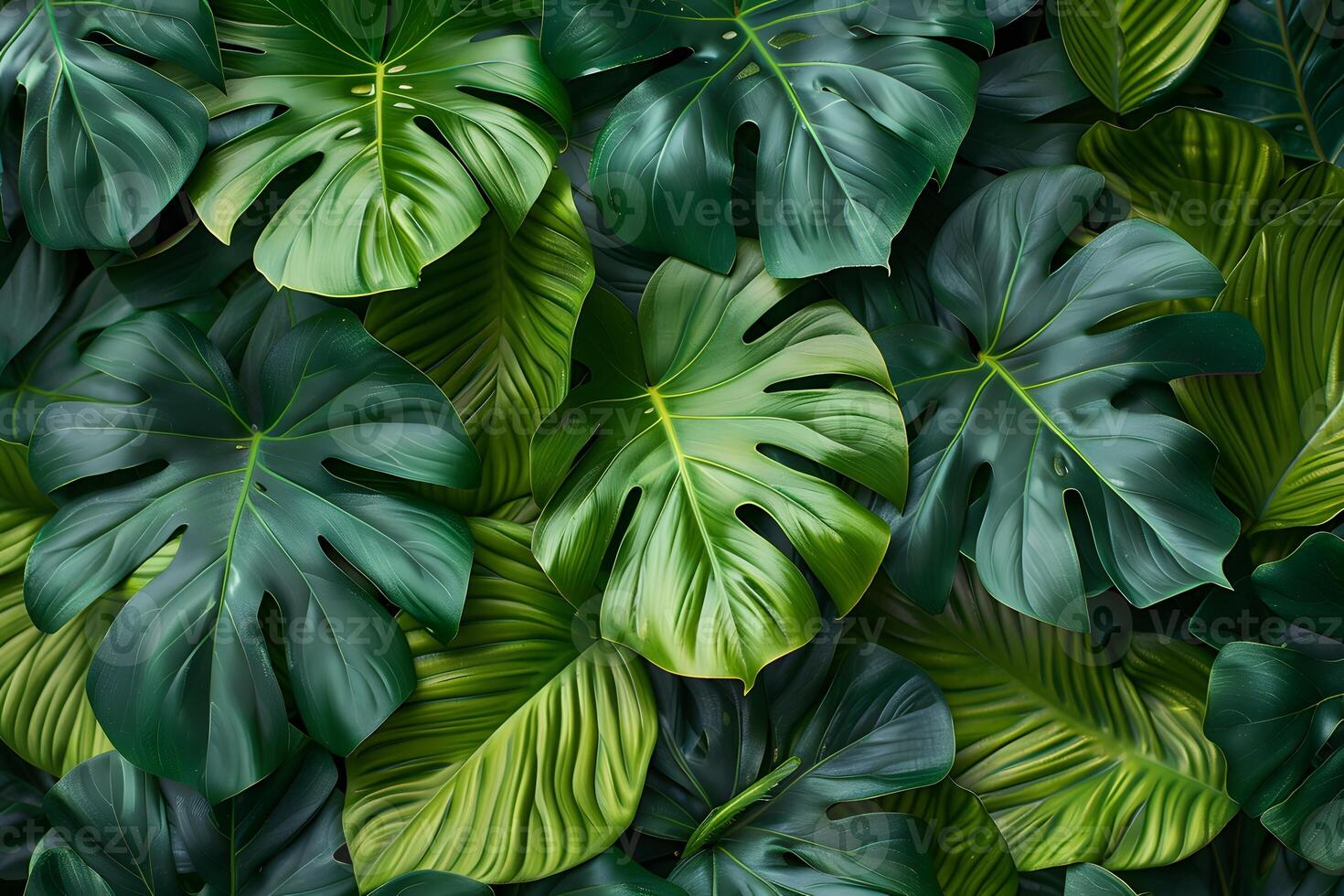 Tropical Foliage Background Lush Green Monstera Leaves for Nature-Inspired Design photo
