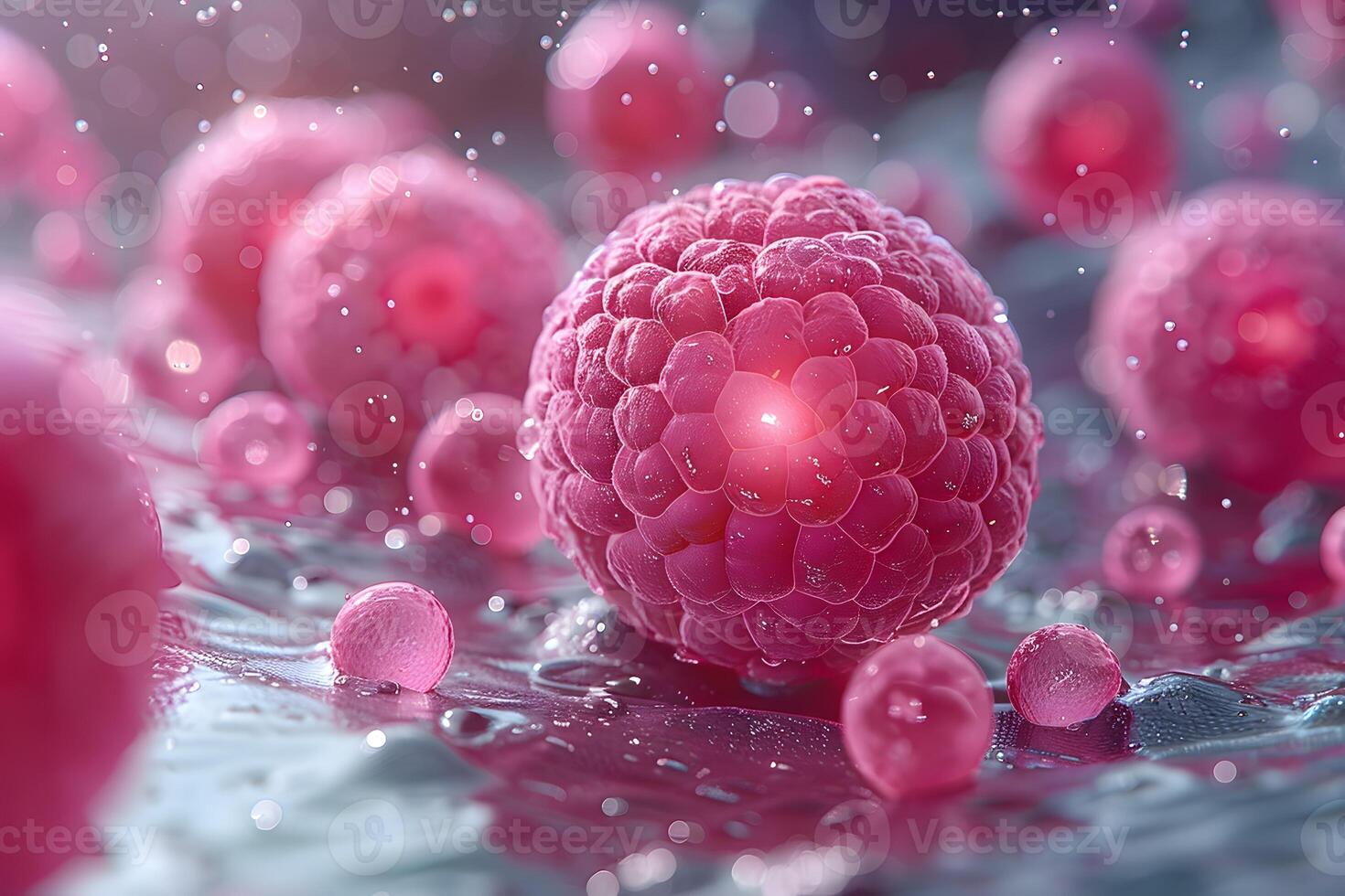 Abstract Pink Molecular Structure with Macro Details for Scientific and Artistic Use photo