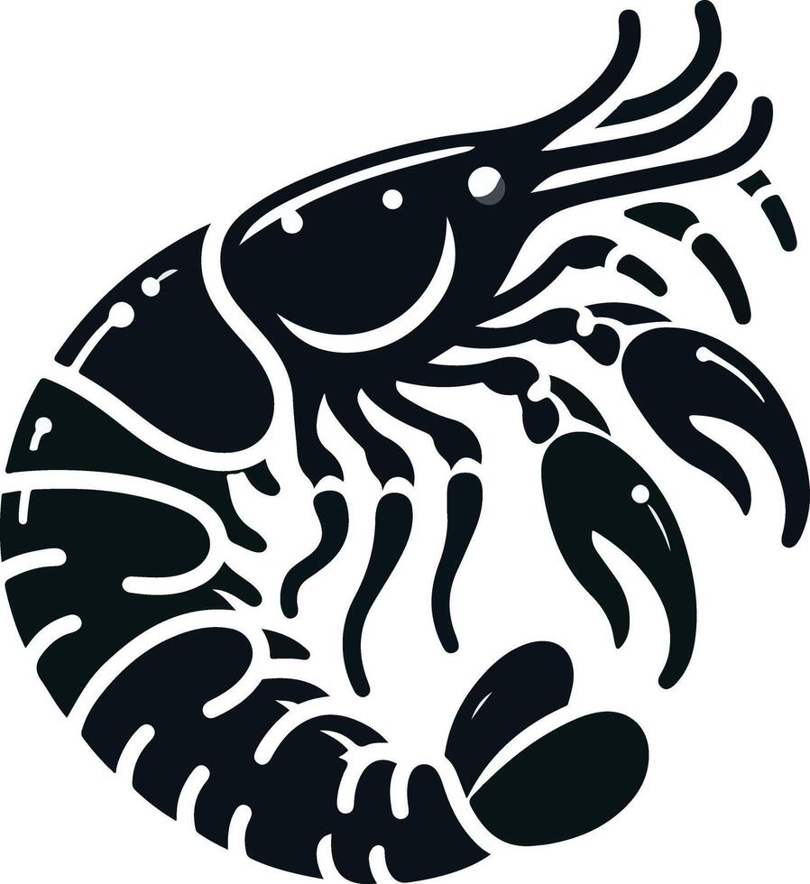 Shrimp icon in flat style, fresh sea food. Isolated on white background illustration. vector