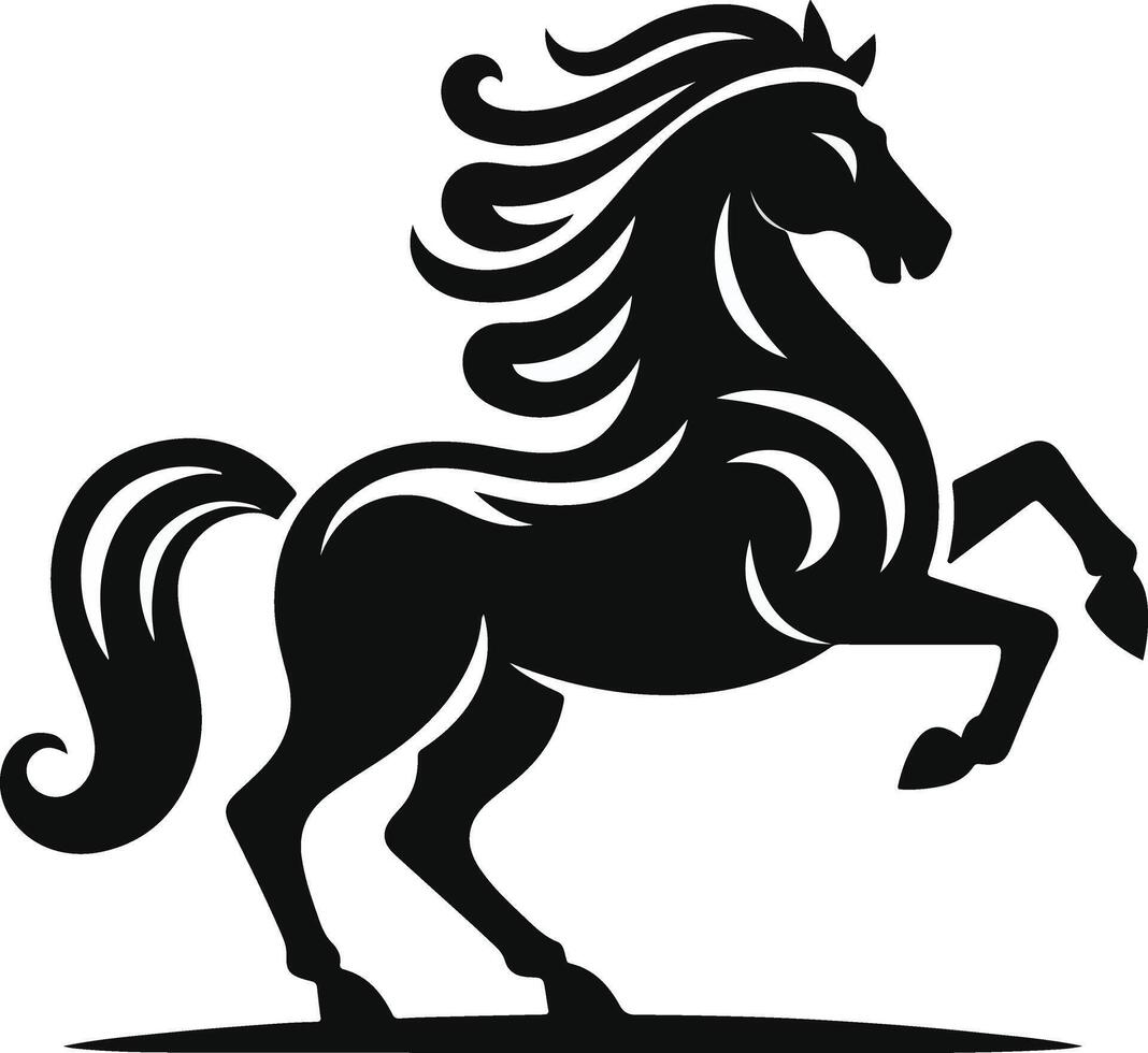 Running horse black silhouette illustration. vector
