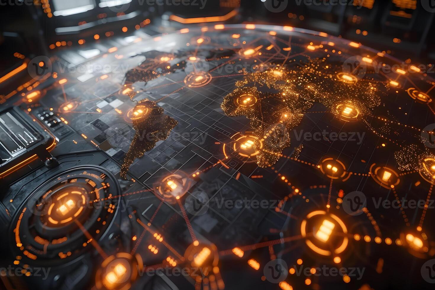 Global Network Connections and Data Visualization Futuristic Digital Technology photo