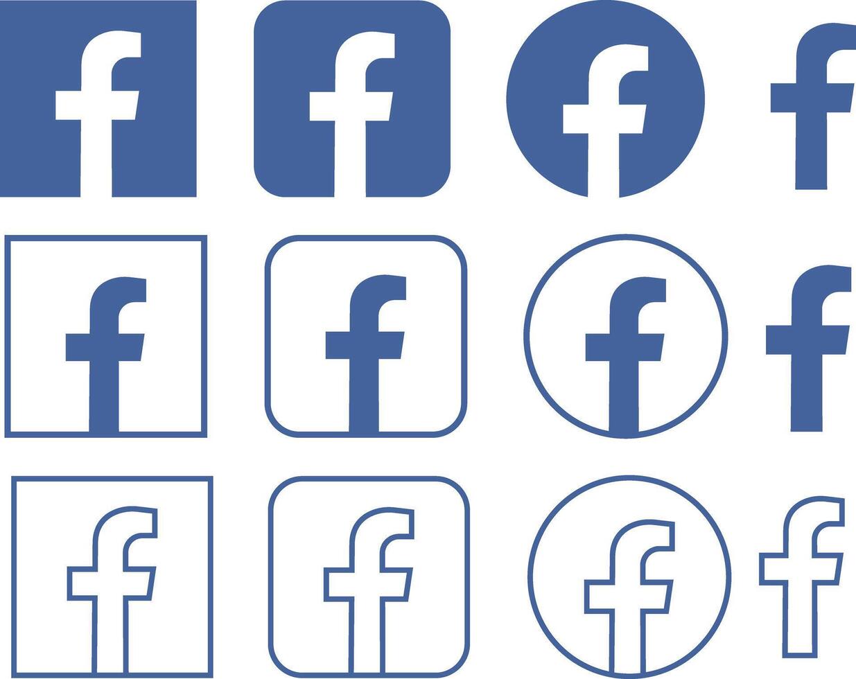 Facebook icon in flat and line set. logo with shadow isolated on a Original Facebook App popular social networking service social media logo for apps or website vector