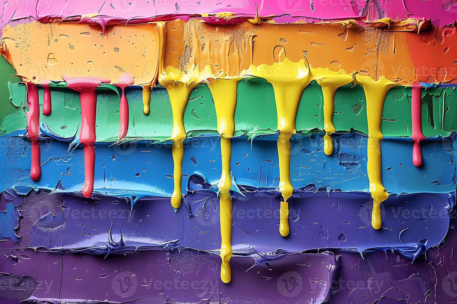 Colorful Dripping Paint on Canvas Abstract Rainbow Art for Design, Print, Card, Poster photo