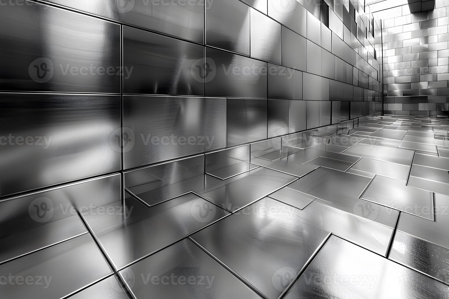Abstract Metallic Tile Corridor for Modern Design Themes and Architectural Visualization photo
