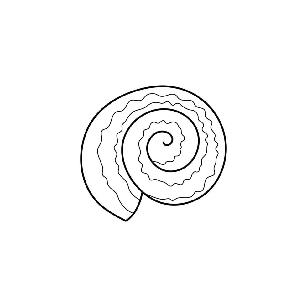 Spiral seashell illustration. Line art. Printable coloring page for kids and adults vector