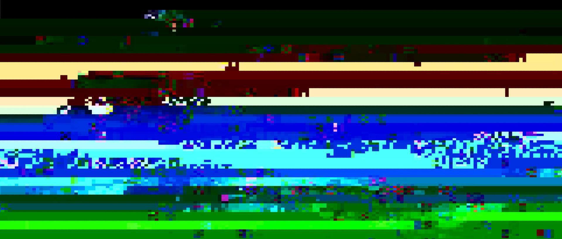 Trendy glitch pattern on dark background. Abstract geometric elements vector