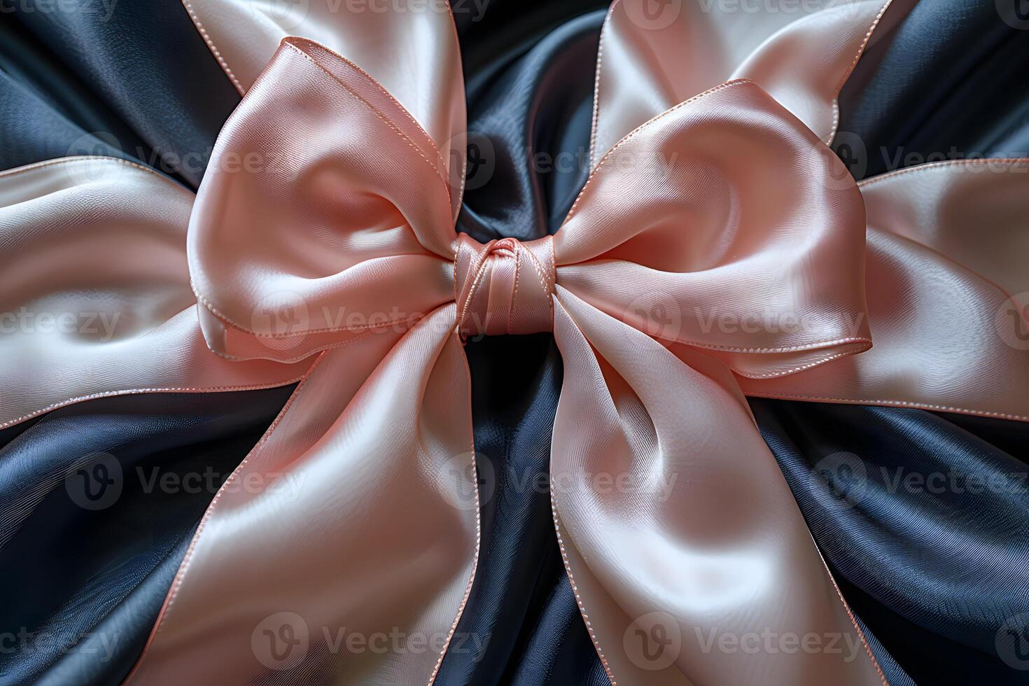 Elegant Silk Ribbon Bow on Luxurious Fabric - Perfect for Gift Wrapping and Decorative Designs photo