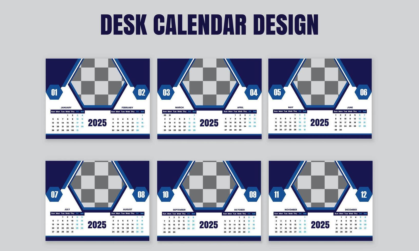 Creative desk calendar design 2025. Minimal modern printable editable file vector