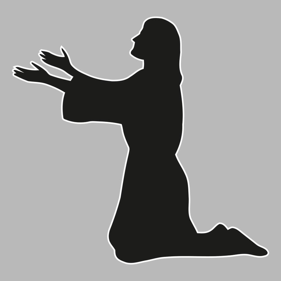 jesus flat design in silhouette vector