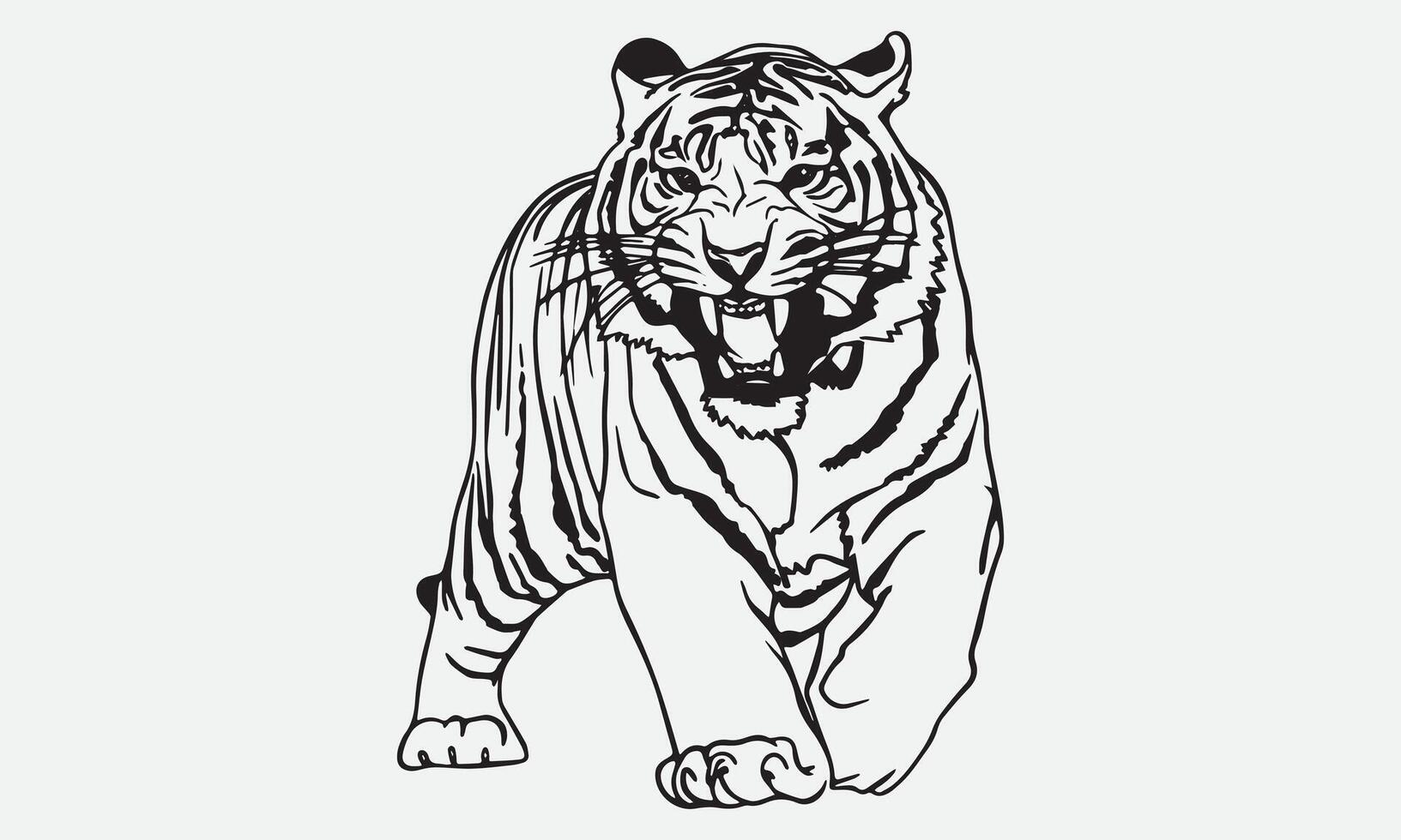 Line Art Design A Tiger vector