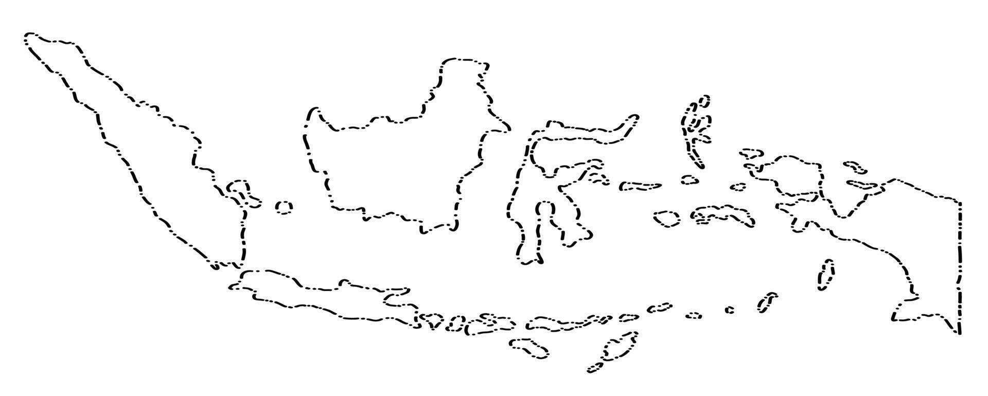 Doodle freehand dash line drawing of Indonesia map. vector