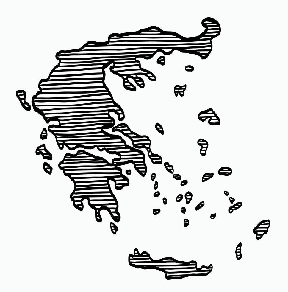 Doodle freehand drawing of Greece map. vector