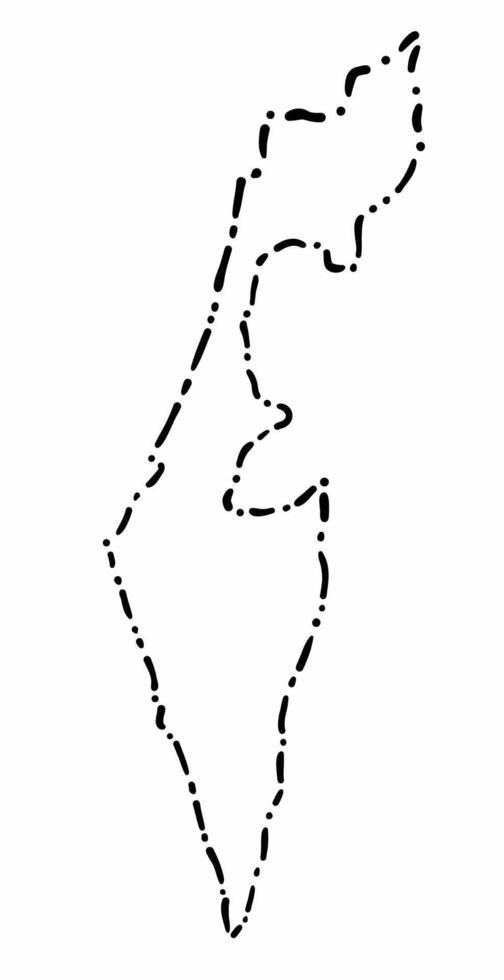 Doodle freehand dash line drawing of Israel map. vector