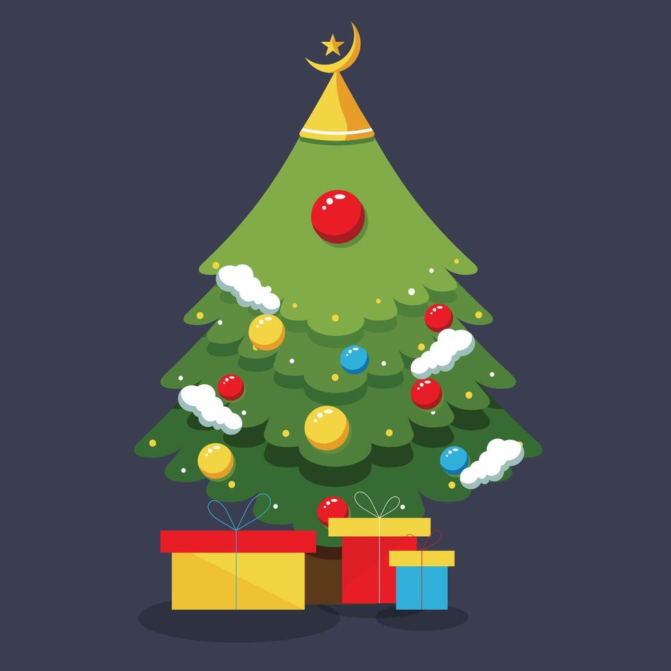 christmas tree with presents illustration vector
