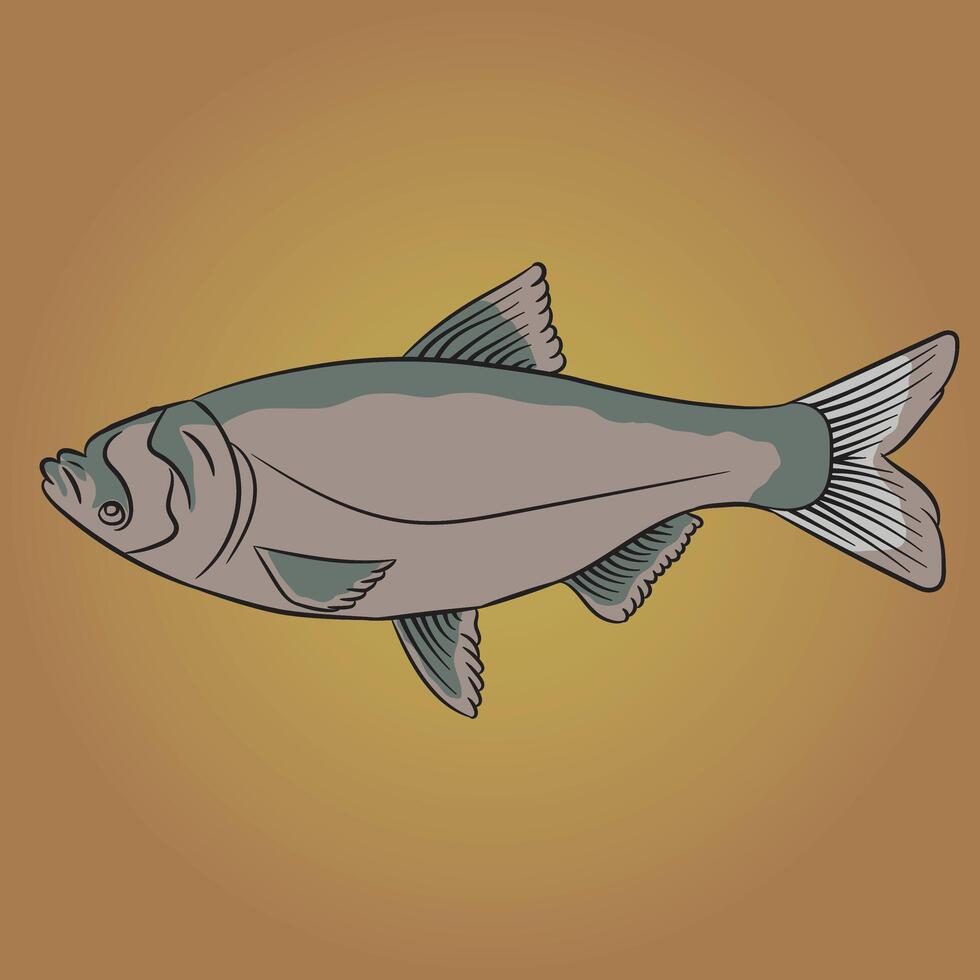 a fish on a brown background with a yellow background vector
