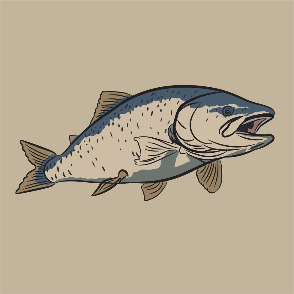 a fish with a large mouth and a long tail vector