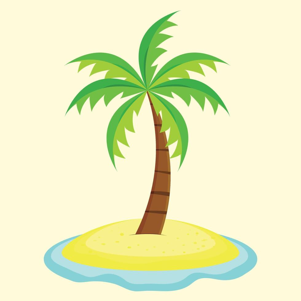 tropical island palm tree illustration vector