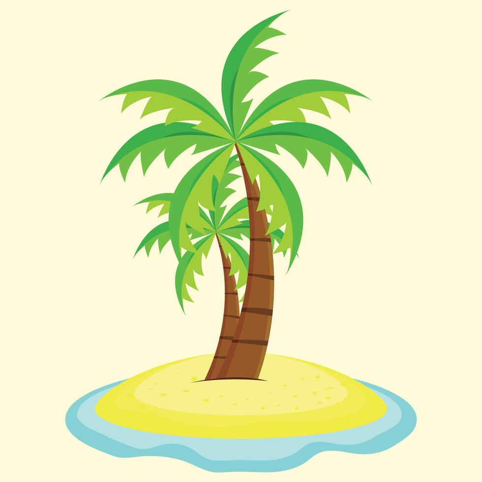 tropical island with palm trees illustration vector