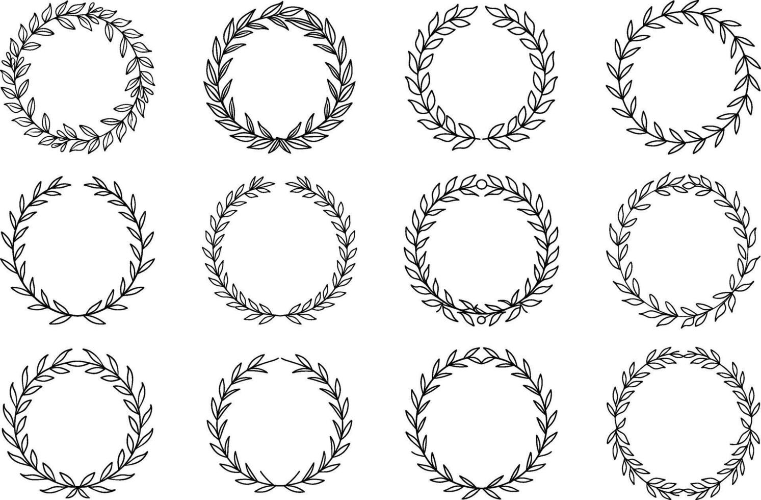 Laurel wreath collection heraldic round elements vector