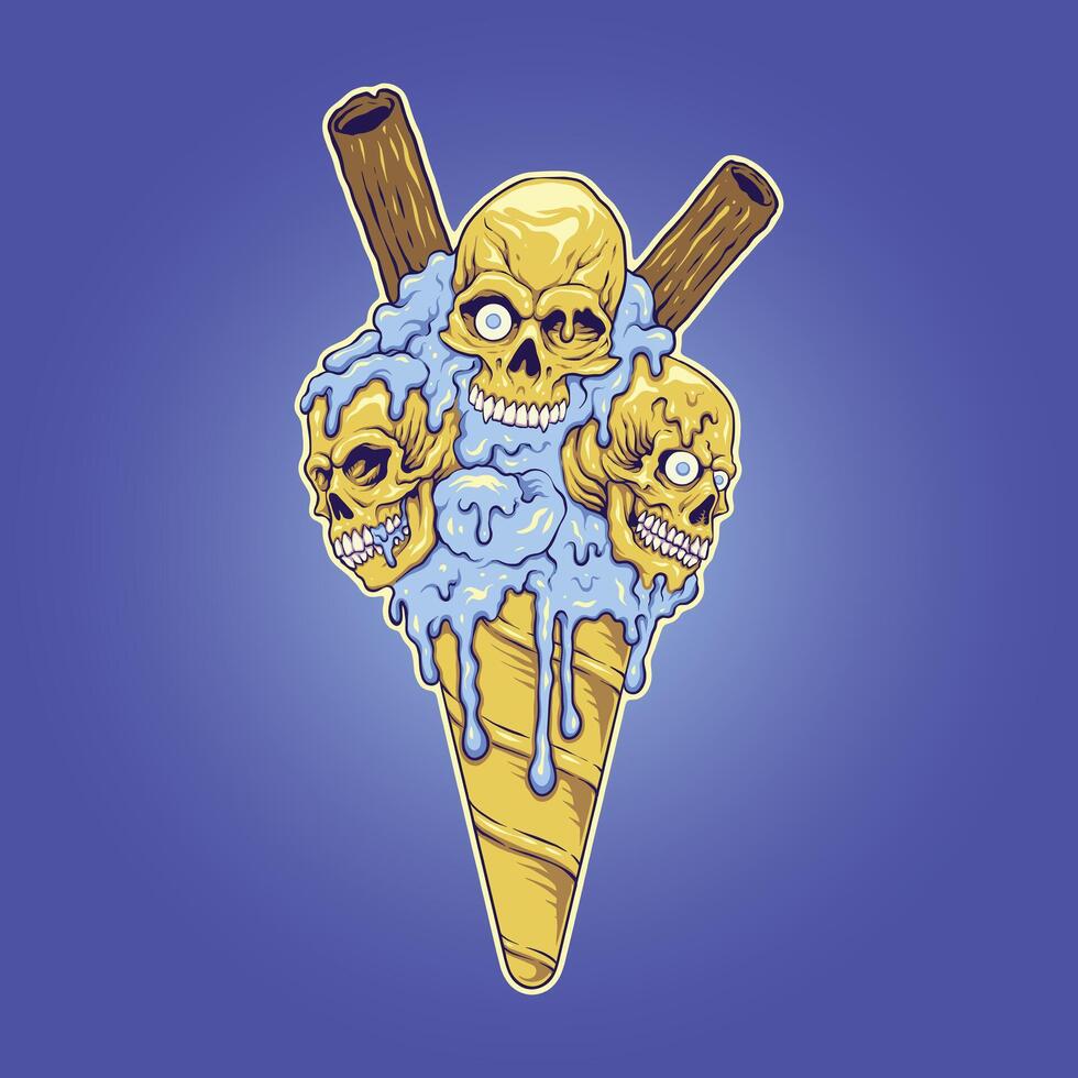 Summer Skull Ice Cream Illustration vector