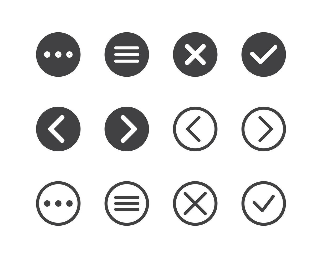 Hamburger menu icon, buttons for website, UI navigation, mobile app, presentation. design elements and user Interface icons. vector