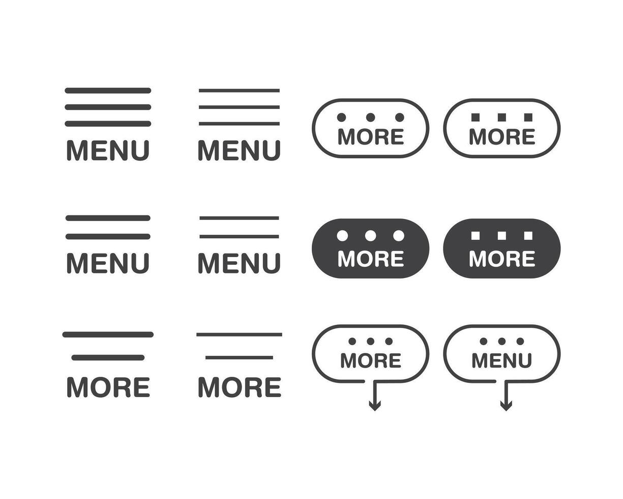 Hamburger menu icon, buttons for website, UI navigation, mobile app, presentation. design elements and user Interface icons. vector